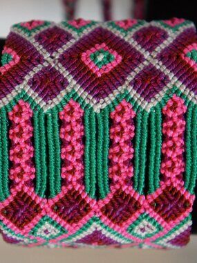 Artisan Woven Geometric Diamond Friendship Cuff Bracelet Festival